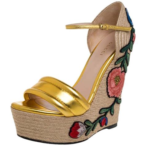 gucci gold wedges|gucci wedge platform.